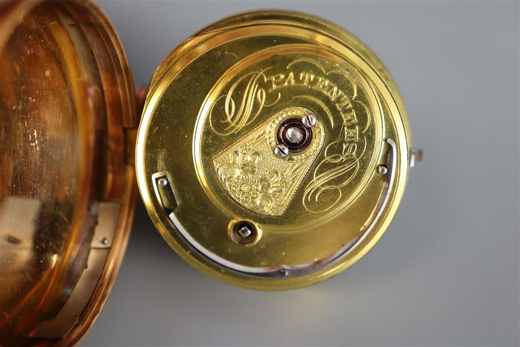 A 19th century engine turned 18ct gold open face keywind pocket watch, by Litherland Whiteside, Liverpool,